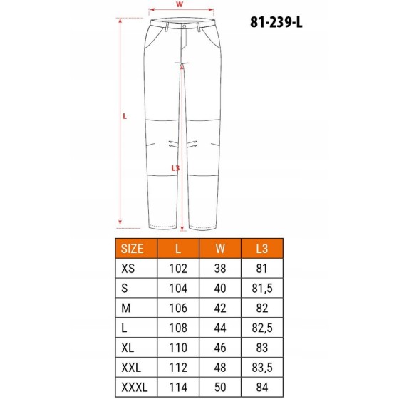 SPODNIE ROBOCZE HD SLIM ODPINANE KIESZENIE ROZMIAR L - 81-239-L.