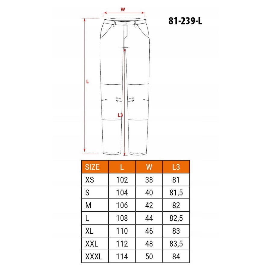 SPODNIE ROBOCZE HD SLIM ODPINANE KIESZENIE ROZMIAR L - 81-239-L.