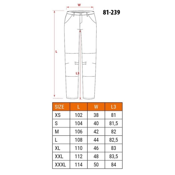 SPODNIE ROBOCZE HD SLIM ODPINANE KIESZENIE ROZMIAR L - 81-239-L.