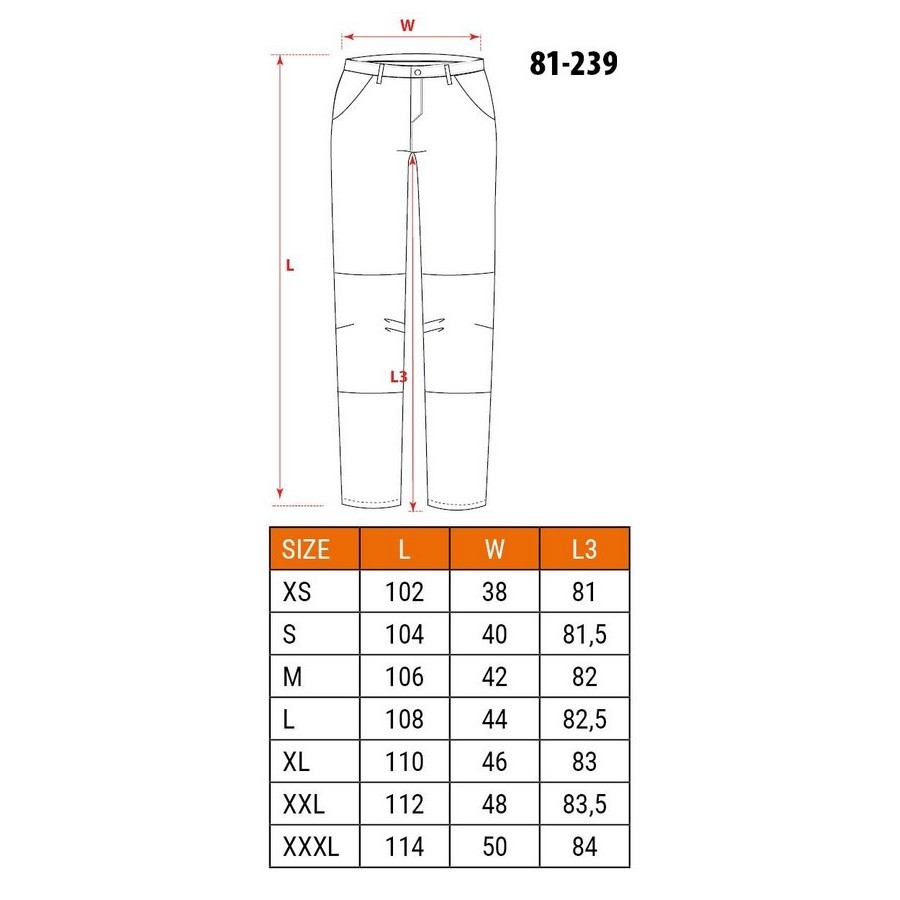 SPODNIE ROBOCZE HD SLIM ODPINANE KIESZENIE ROZMIAR XXL - 81-239-XXL.