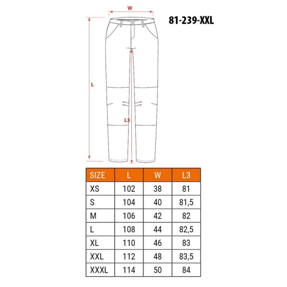 SPODNIE ROBOCZE HD SLIM ODPINANE KIESZENIE ROZMIAR M - 81-239-M.