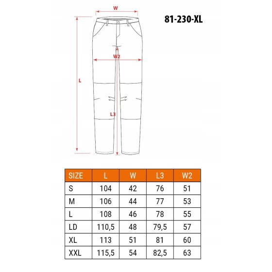 SPODNIE ROBOCZE HD ODPINANE KIESZENIE I NOGAWKI ROZMIAR M - 81-230-M.