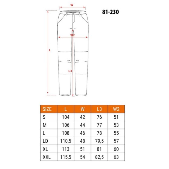 SPODNIE ROBOCZE HD ODPINANE KIESZENIE I NOGAWKI ROZMIAR M - 81-230-M.